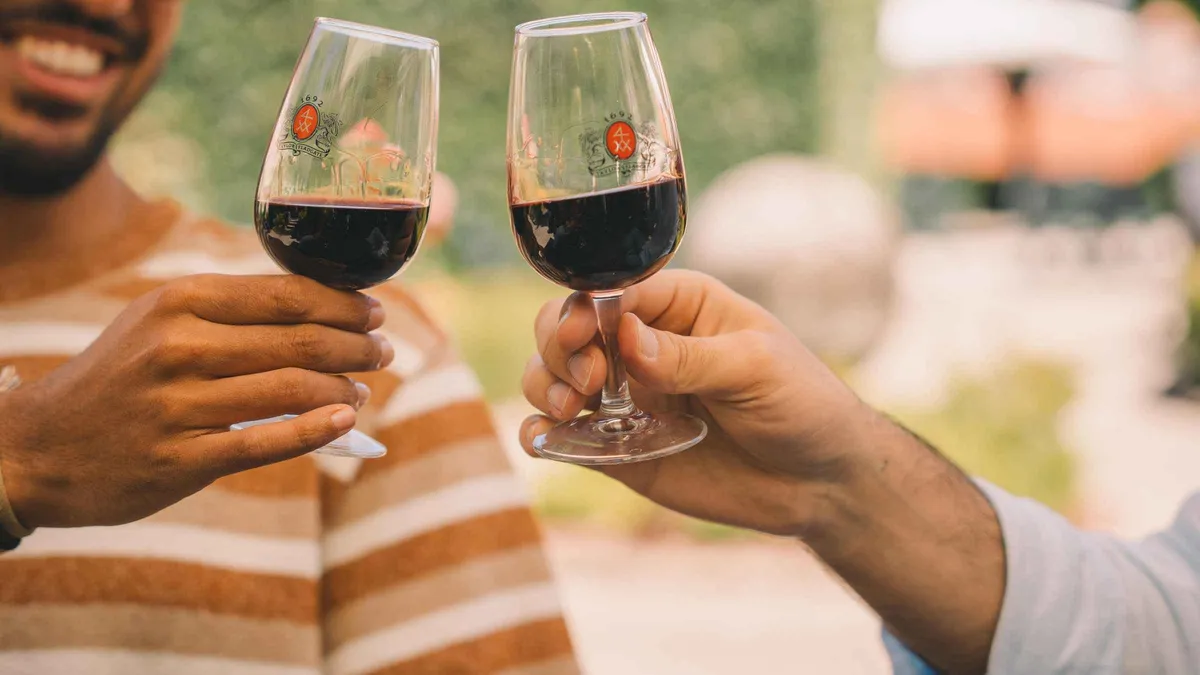 Taylor's port cellars and tasting garden in Vila Nova de Gaia on a port wine tour in Porto, Portugal